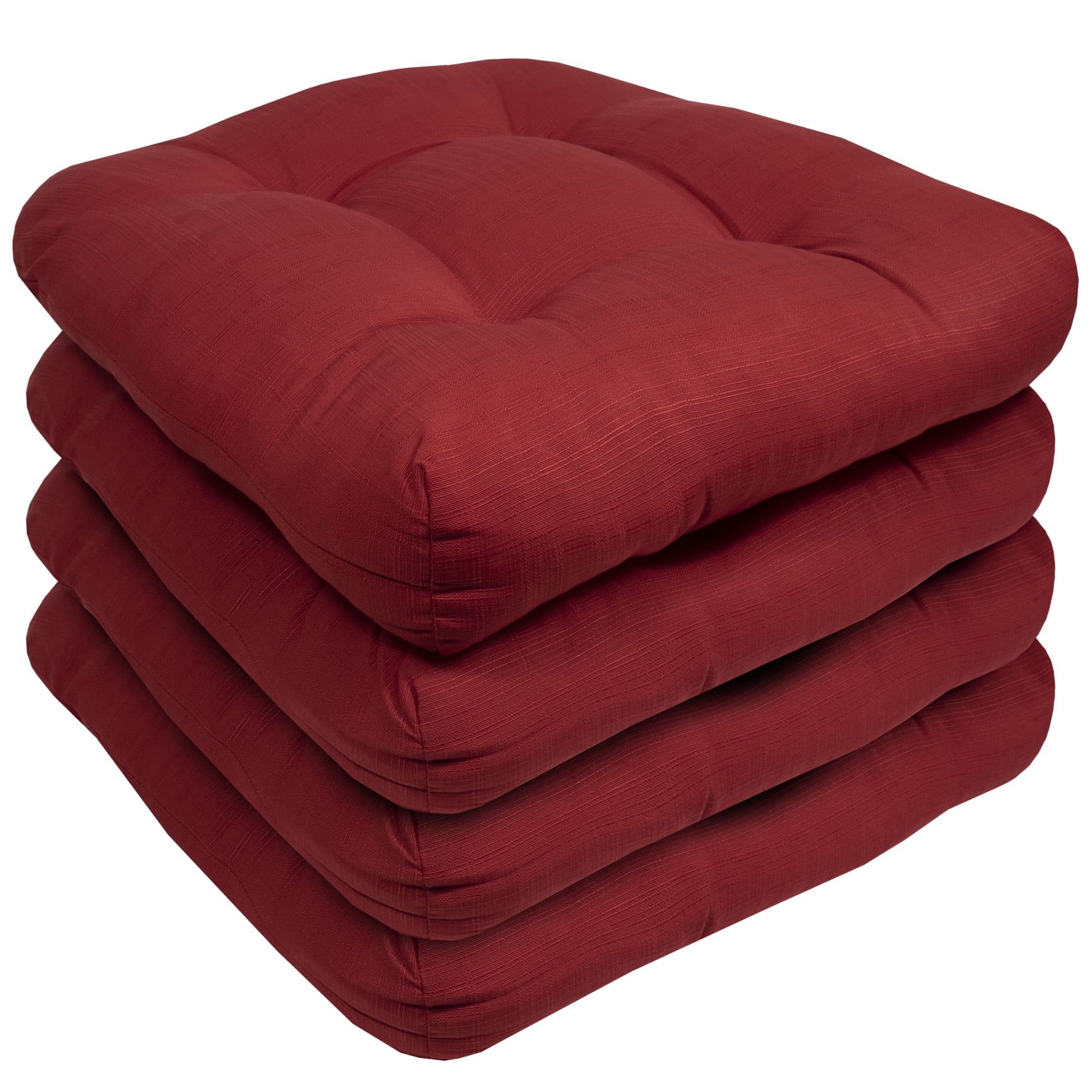 Red Reversible Climate Resistant Outdoor Chair Cushions, Set of 4