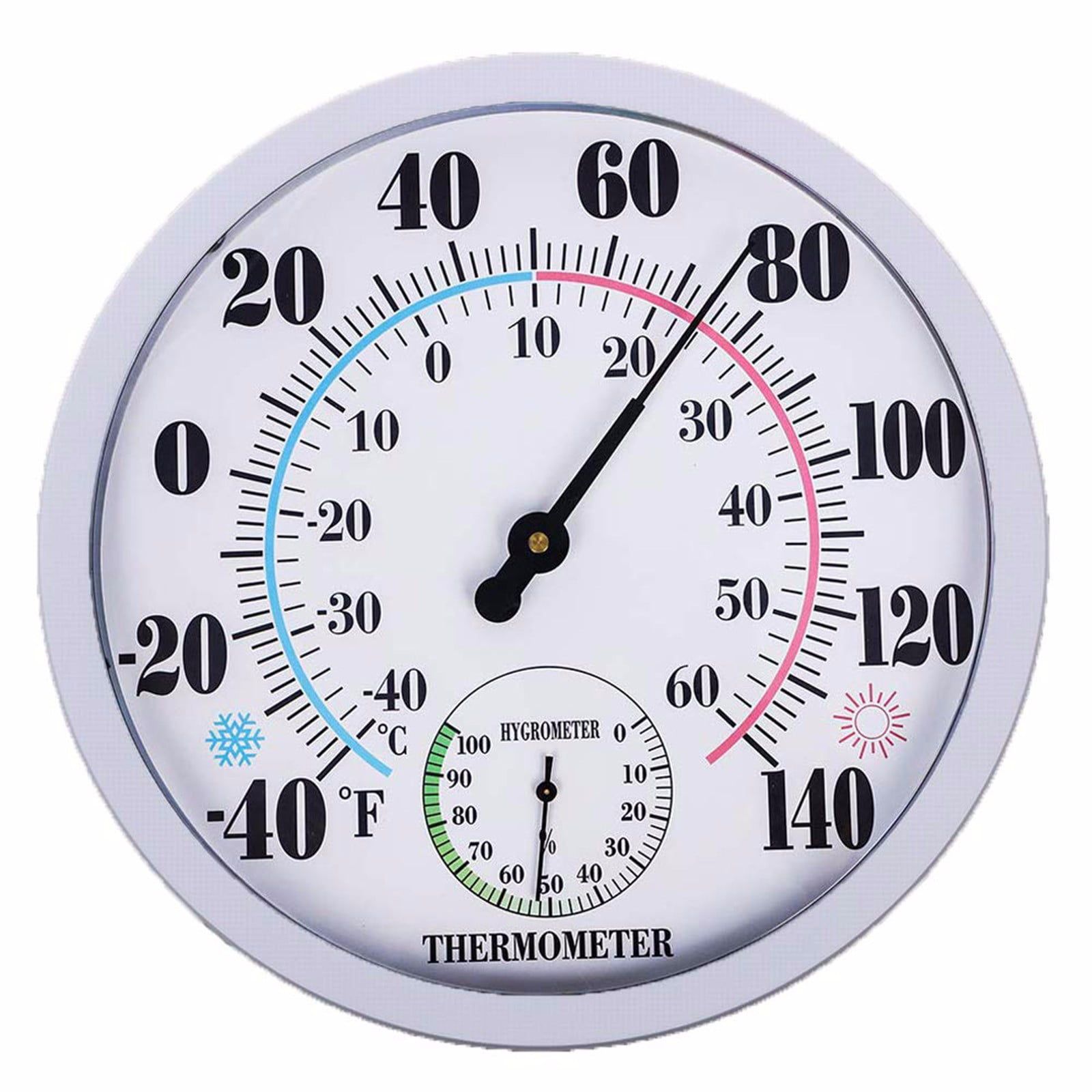 White 10-Inch Indoor Outdoor Thermometer Hygrometer