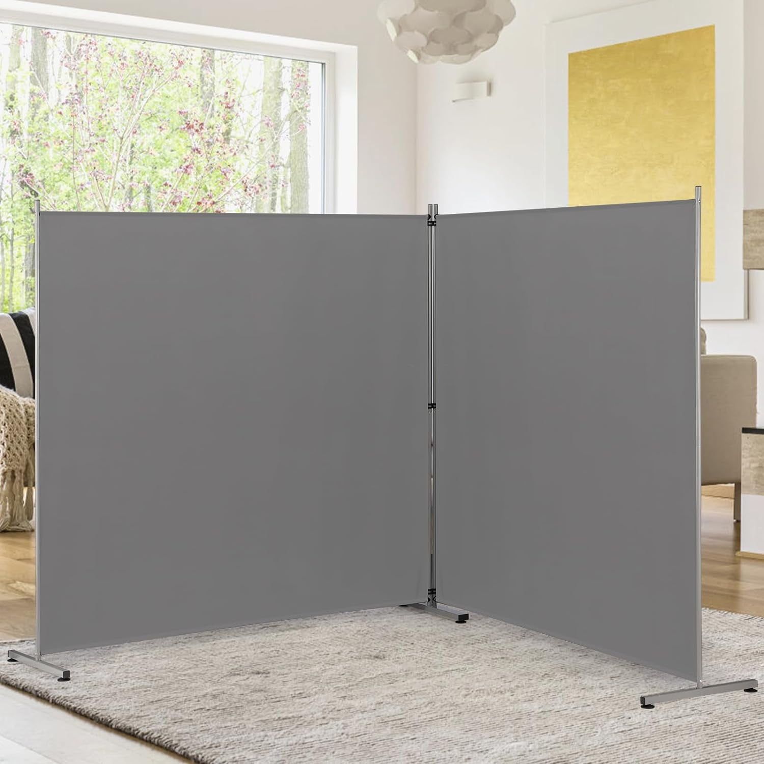 Gray 2-Panel Freestanding Folding Privacy Screen