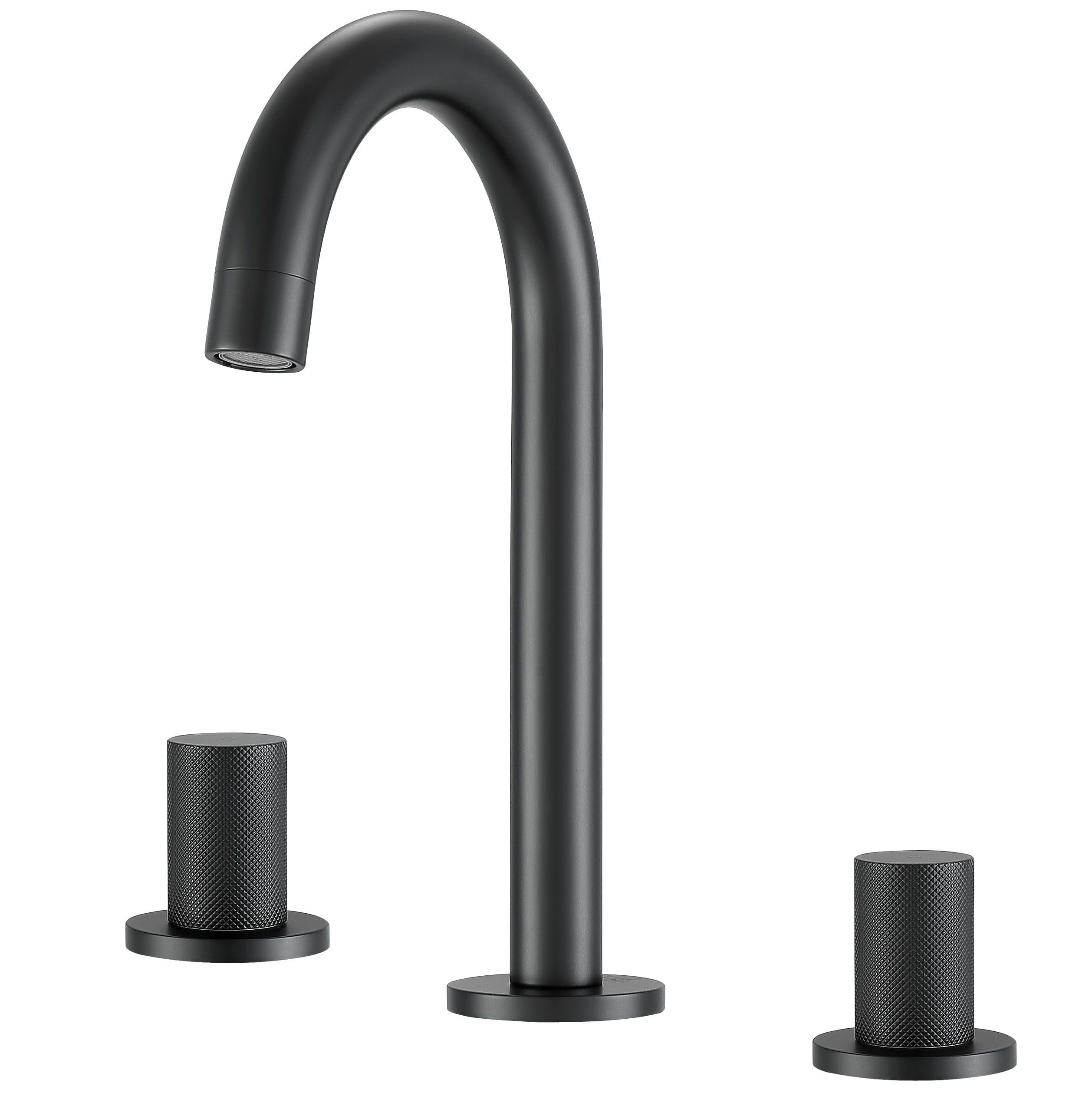 Matte Black Industrial Widespread Bathroom Faucet with Brass Construction