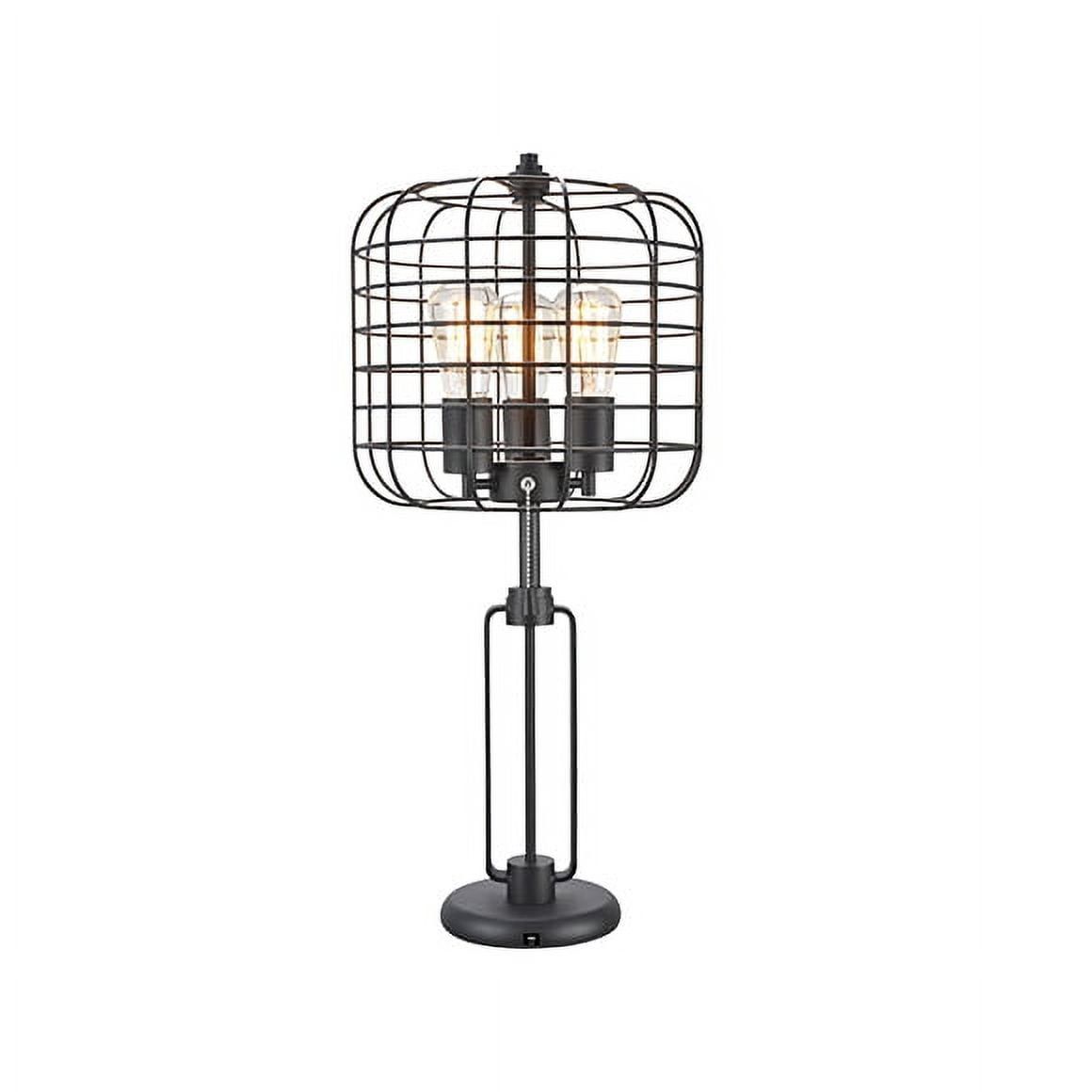 Industrial Black Metal Table Lamp with Edison Bulbs