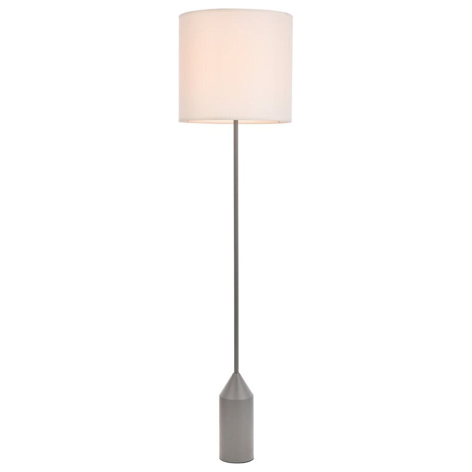 Adjustable Concrete Gray & White Iron Floor Lamp with Fabric Shade