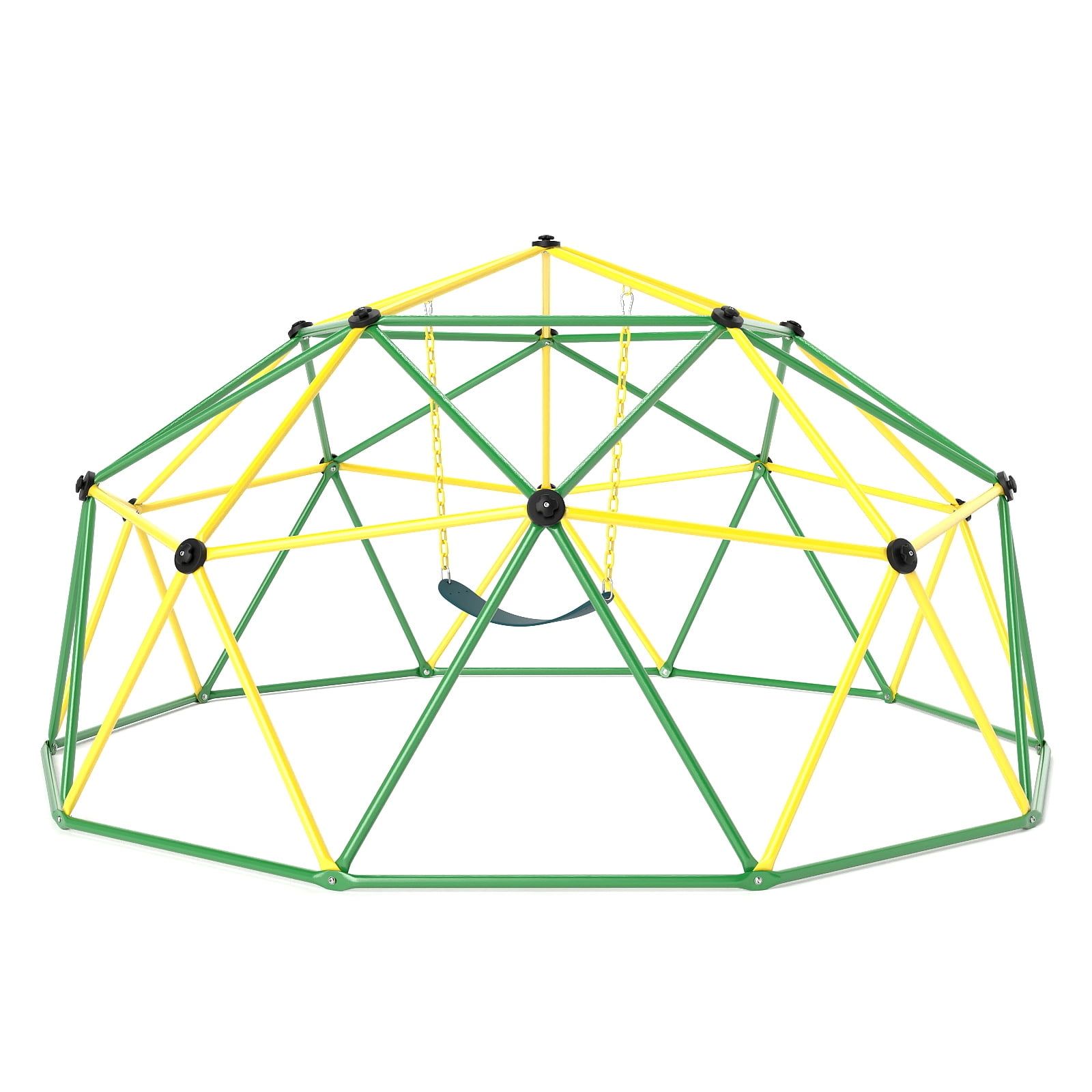 10 FT Green and Yellow Metal Climbing Dome with Swing