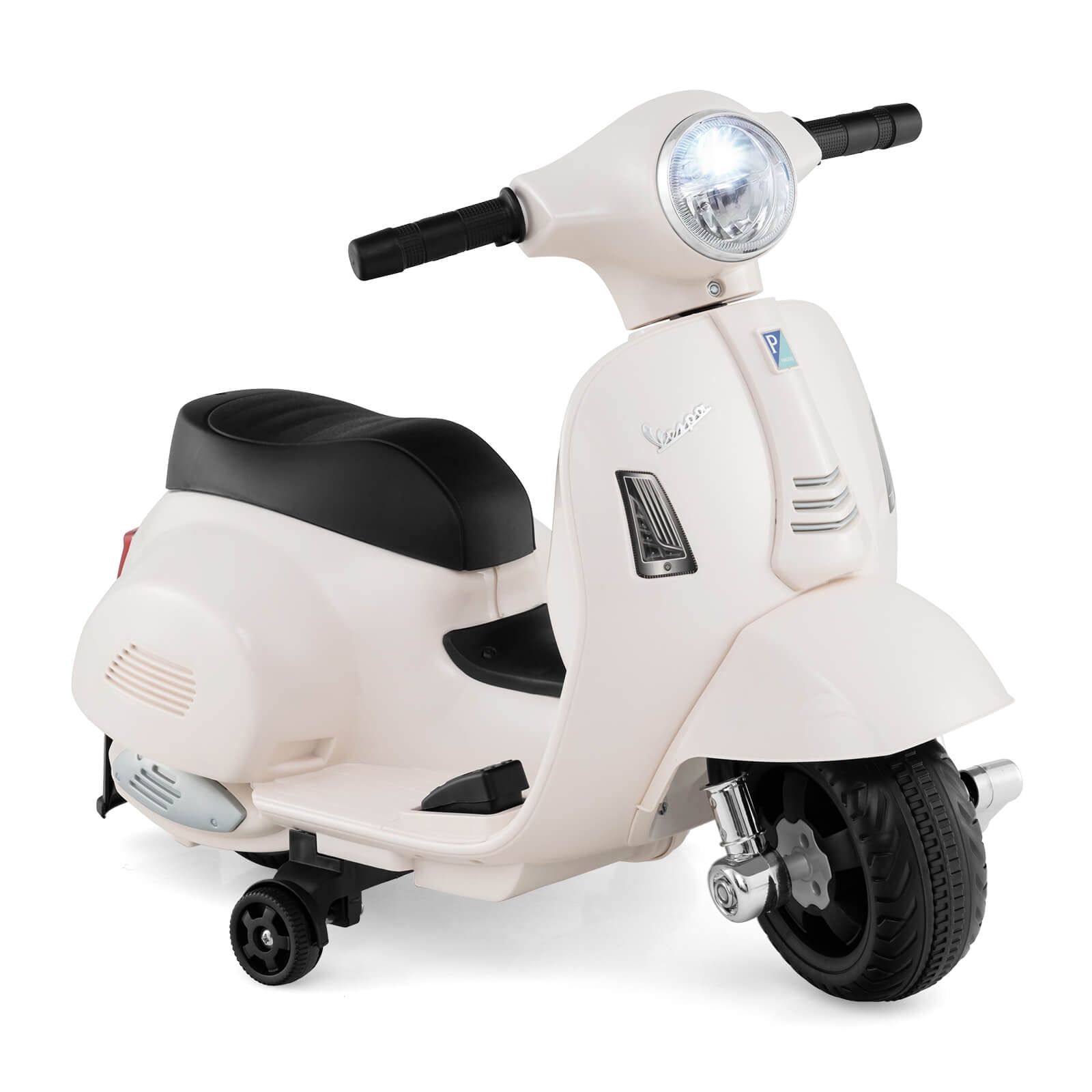 White 6-Volt Kids Ride-On Motorcycle with LED Headlight