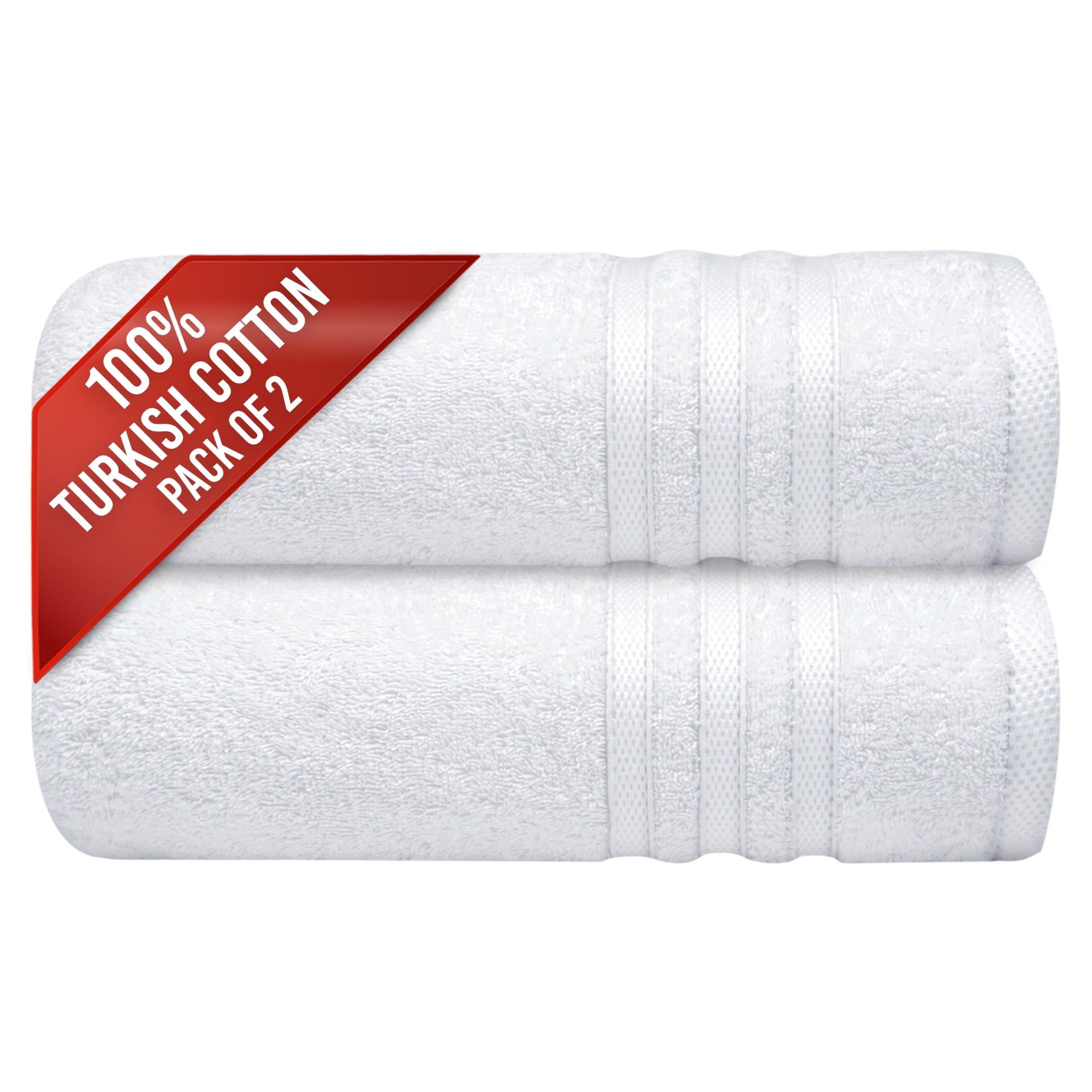 Luxurious White Turkish Cotton 2-Piece Bath Towel Set