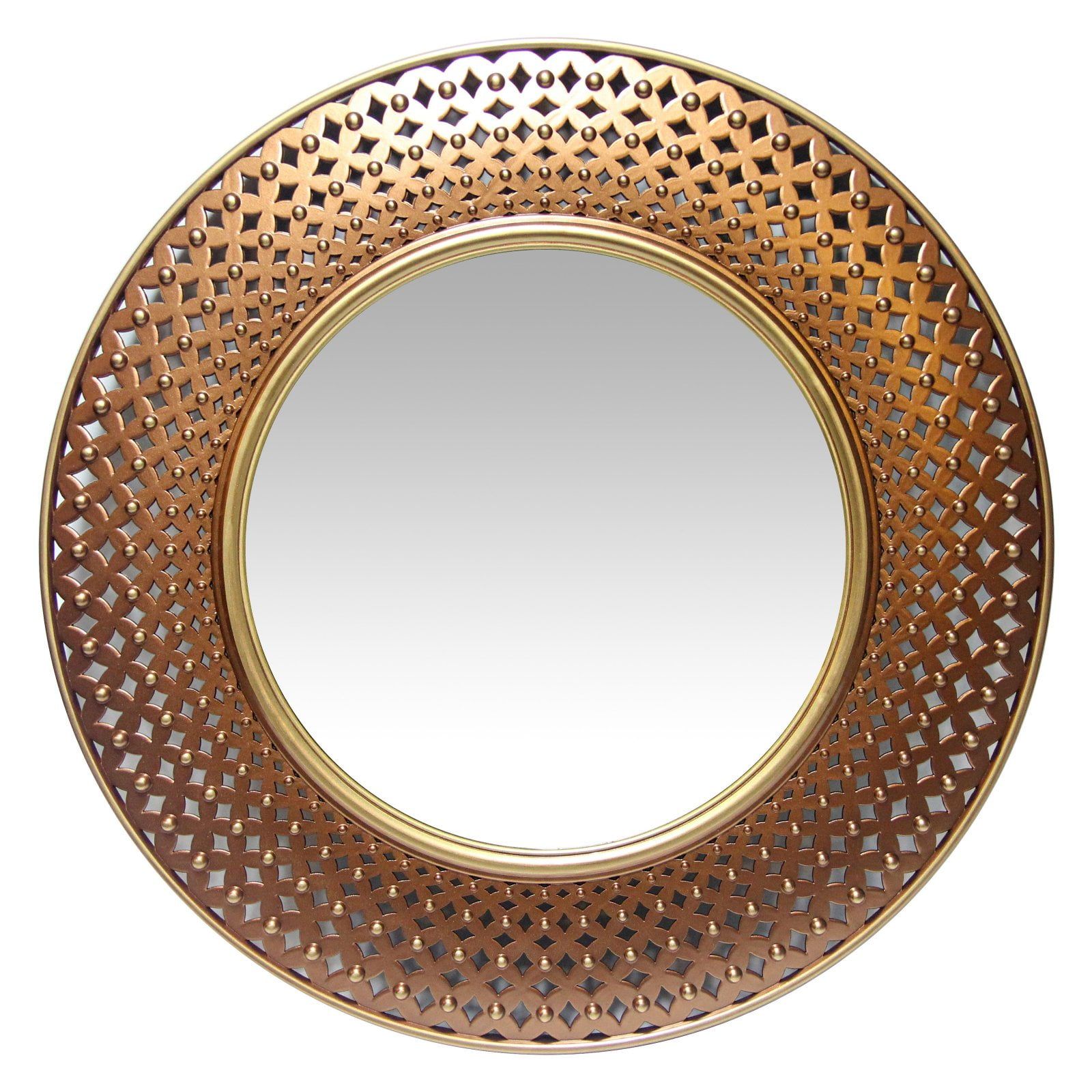 Gold and Copper Round Bohemian Wall Mirror