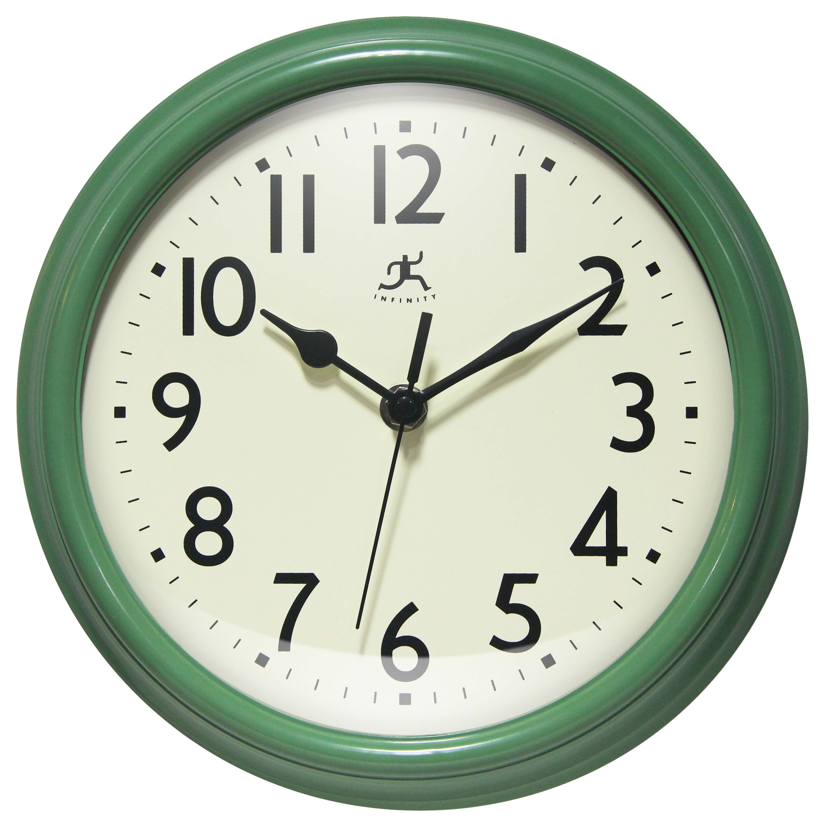 Green Plastic 9.5" Silent Movement Wall Clock