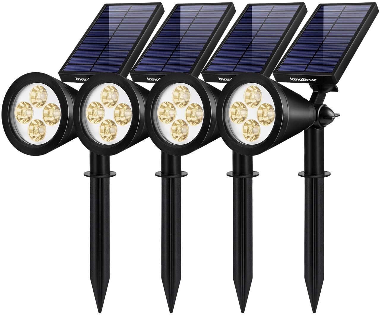 Solar Powered Black LED Pathway Spotlights with Polycarbonate Shade