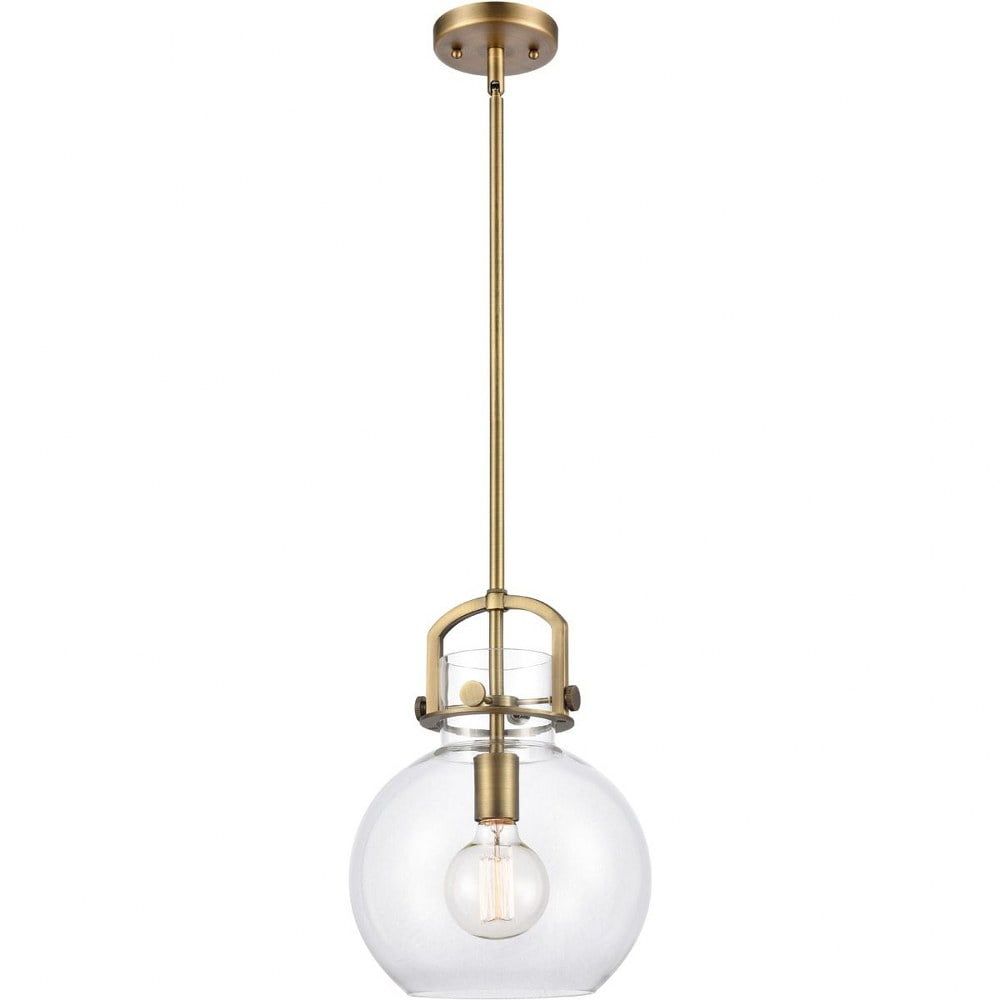 Newton 10" Brushed Brass and Glass Mini Pendant Light