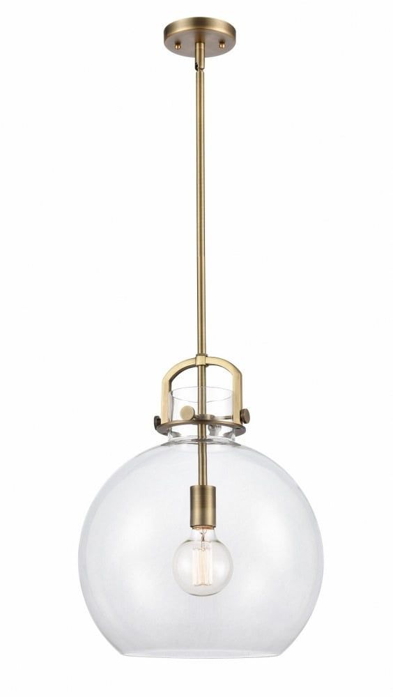 Newton Brushed Brass Glass Globe Pendant Light