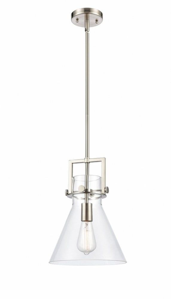 Newton Brushed Satin Nickel Mini Pendant with Glass Shade