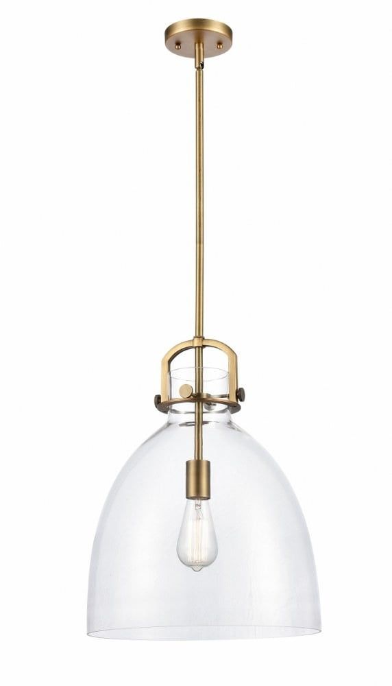 Bell Mini Pendant in Brushed Brass with Clear Glass Dome