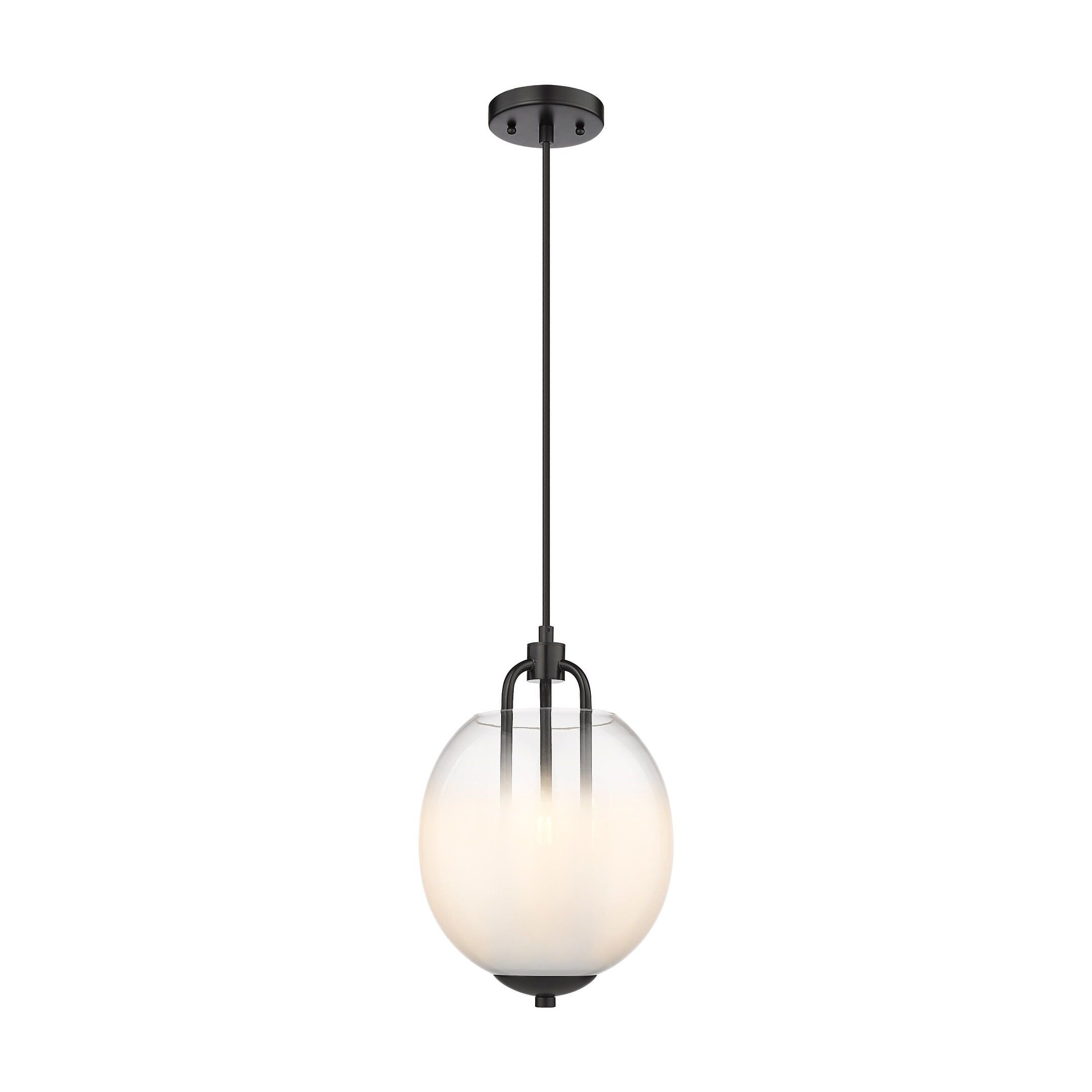 Matte Black and White Glass 3-Light Pendant