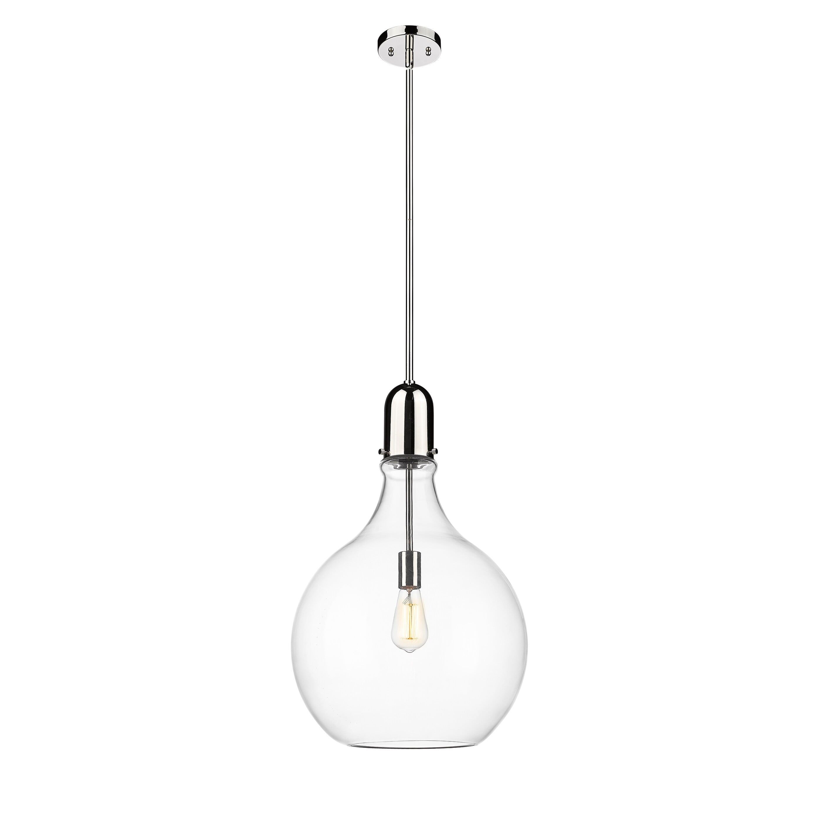 Amherst 24.75" Polished Nickel Clear Glass Wide Pendant Light