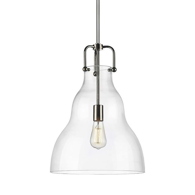 Polished Nickel and Clear Glass Bell Pendant Light