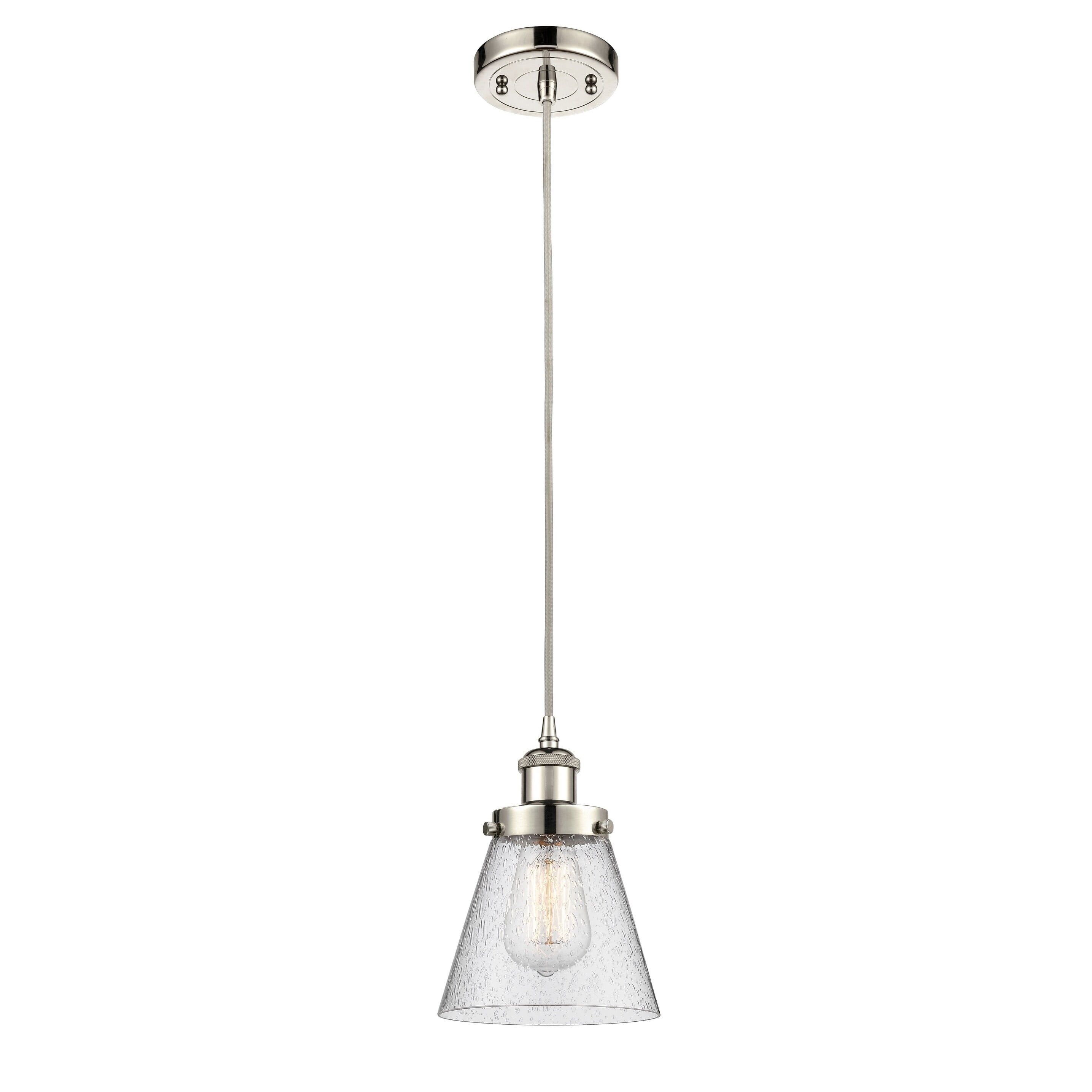 Polished Nickel Seedy Glass Mini Pendant Light, 6" Wide