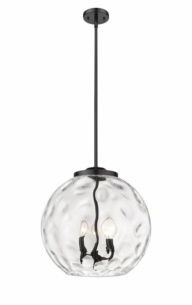 Ballston Athens 17'' Matte Black Globe Pendant with Water Glass