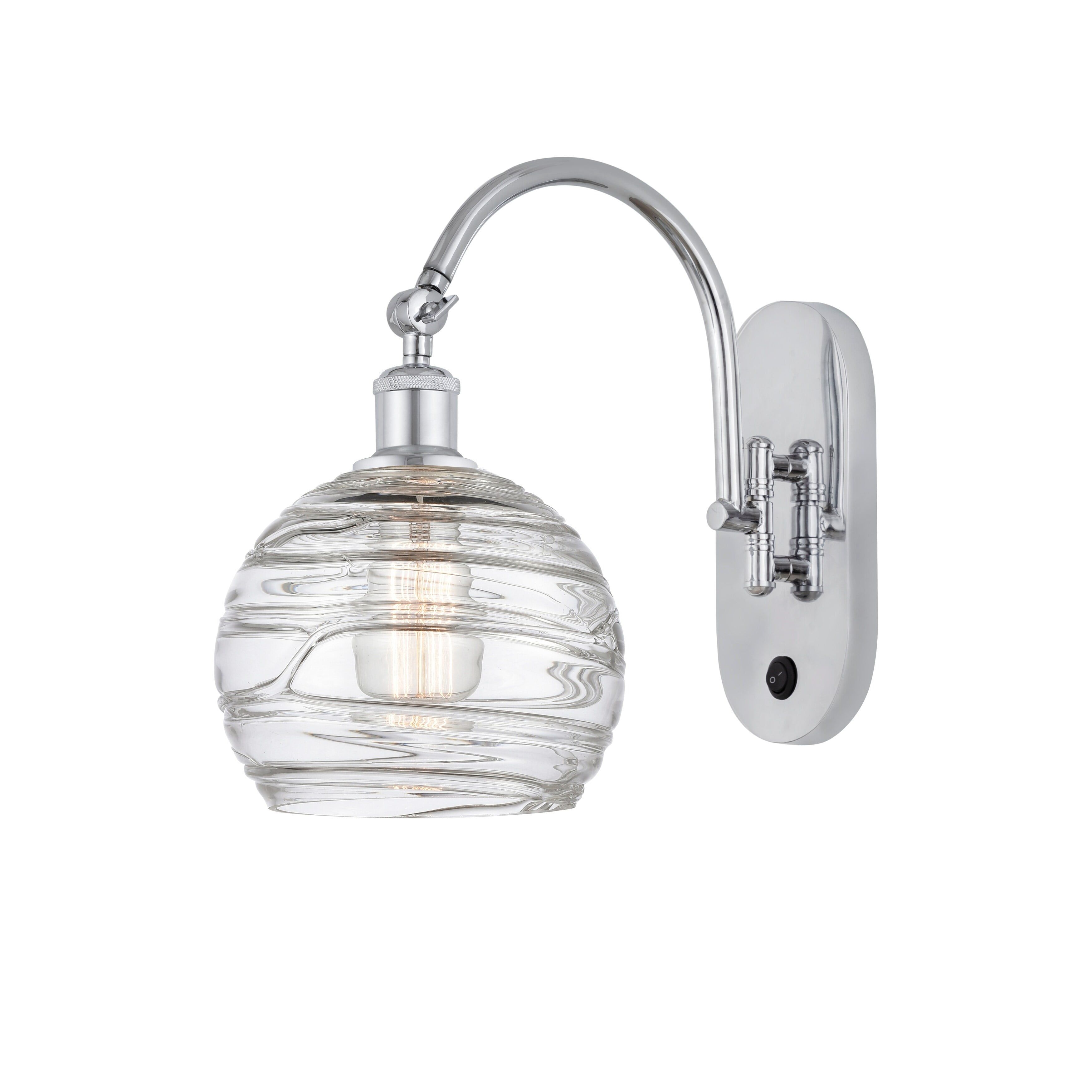 Polished Chrome Swing Arm Wall Sconce with Clear Glass Shade