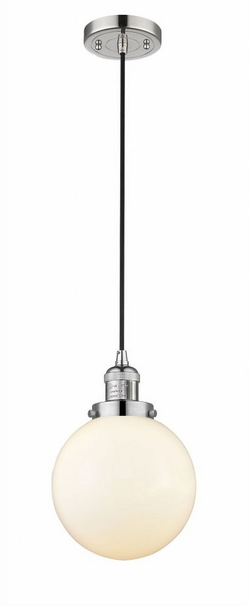 Polished Nickel Mini Globe Pendant with Glass Shade