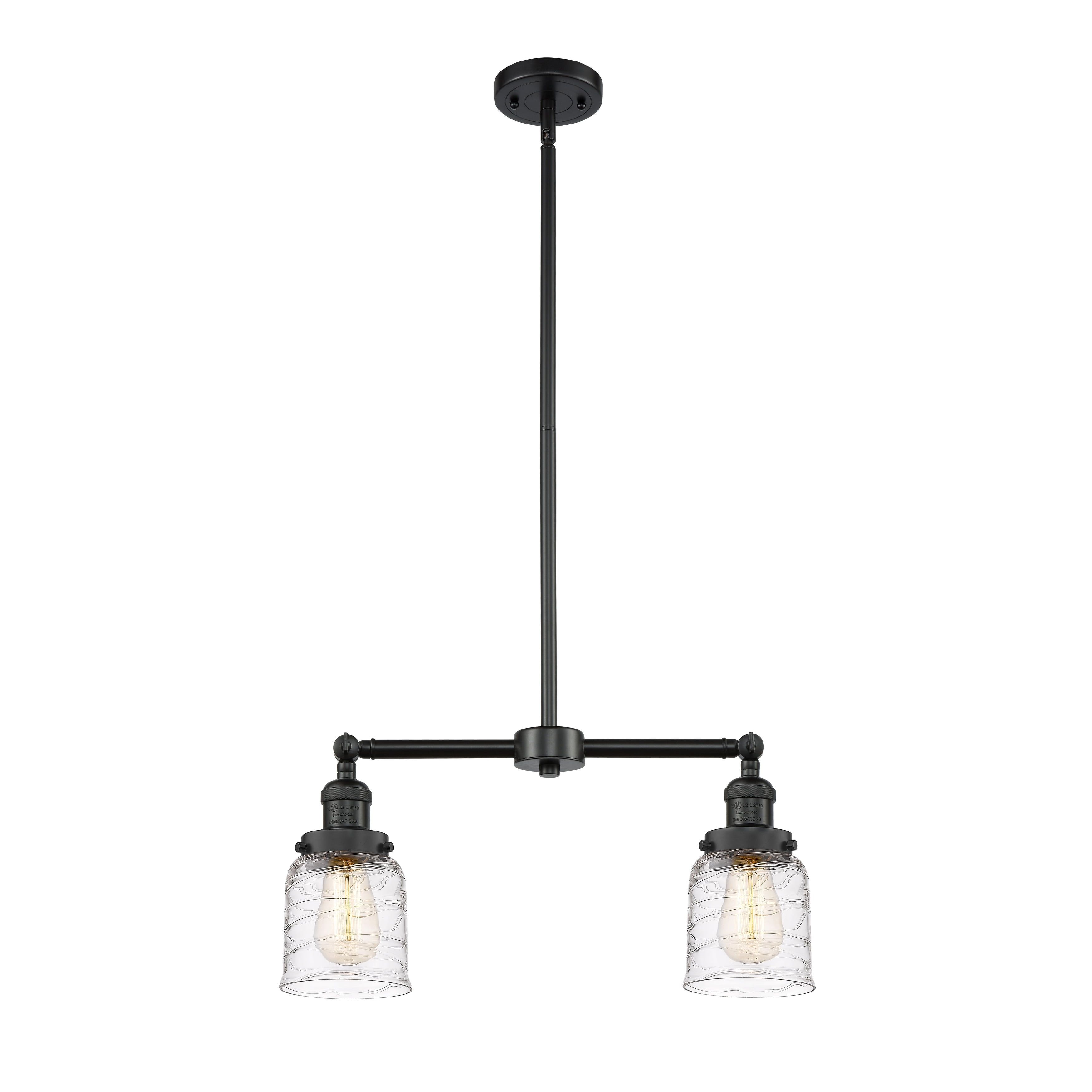 Matte Black 21" Industrial Island Light with Deco Swirl Glass