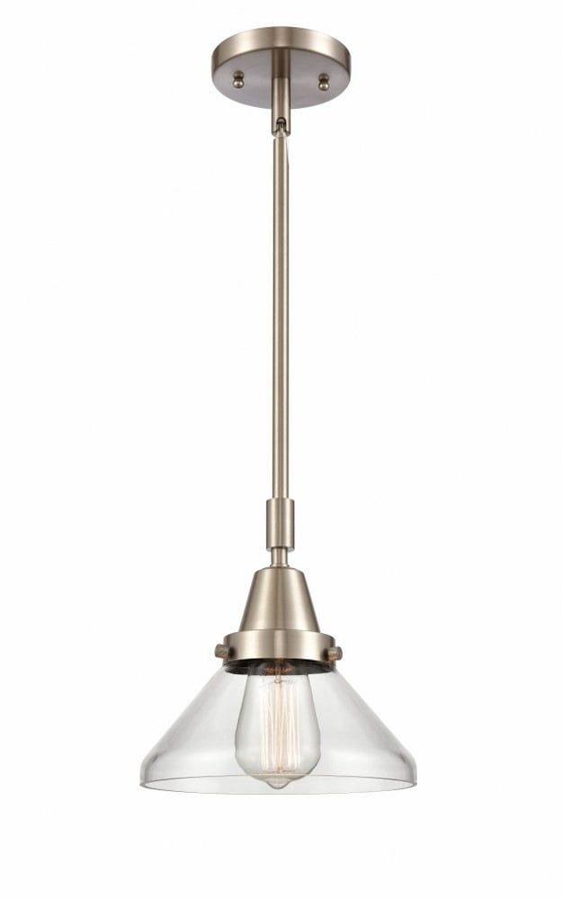 Caden Brushed Satin Nickel 9'' Mini Pendant with Clear Glass