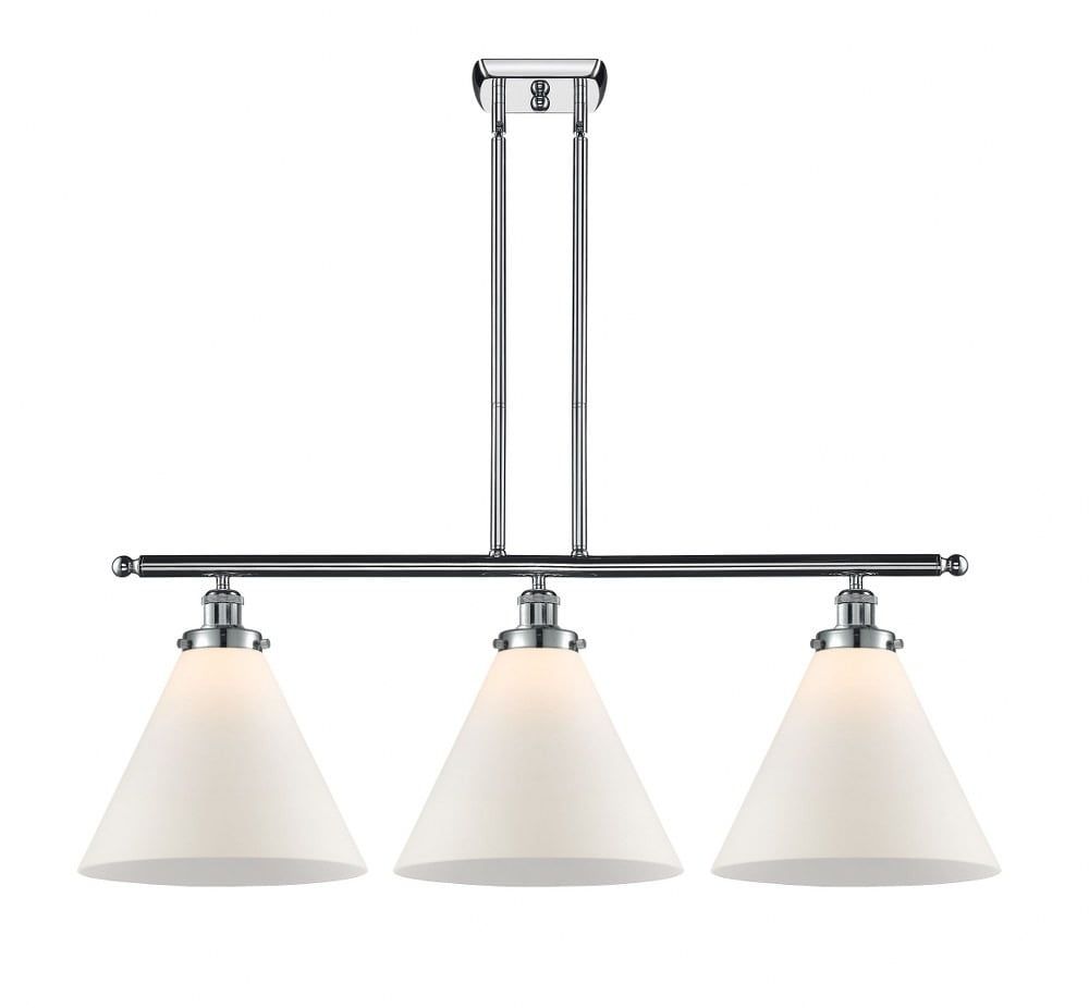 Polished Chrome 3-Light Island Pendant with Matte White Glass Shades