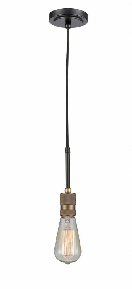 Ellis Sleek Black Antique Brass 13'' Industrial Mini Pendant Light