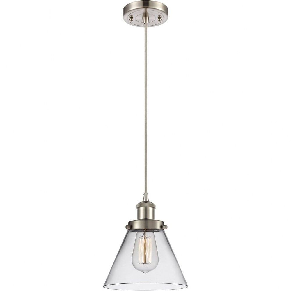 Brushed Satin Nickel Glass Mini Pendant Light