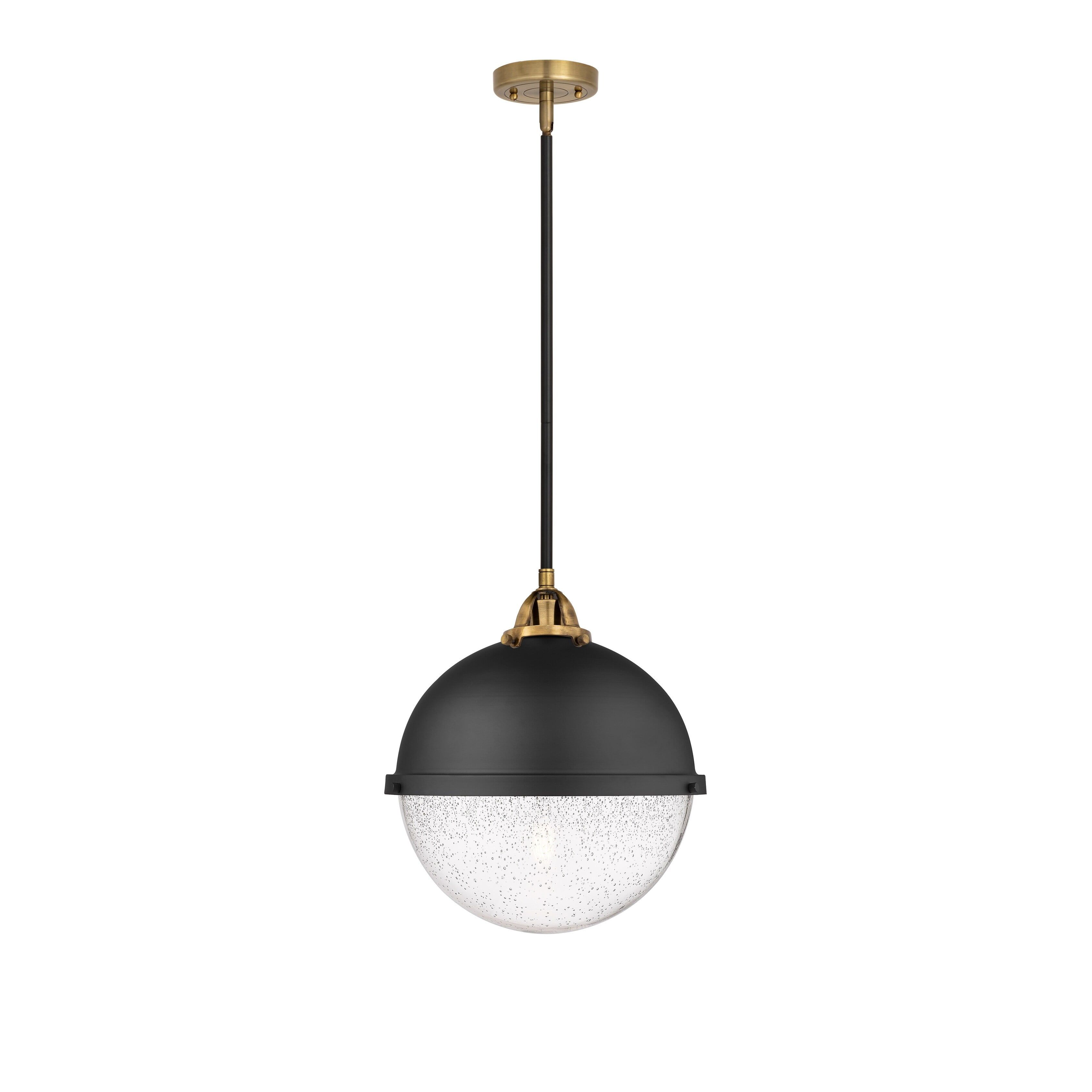 Nouveau 2 Matte Black Antique Brass Globe Pendant Light