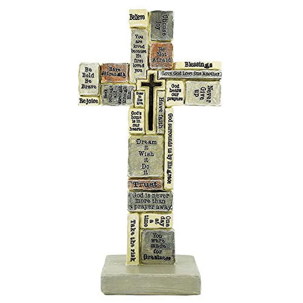 Inspirational Rectangular Resin Cross with Base