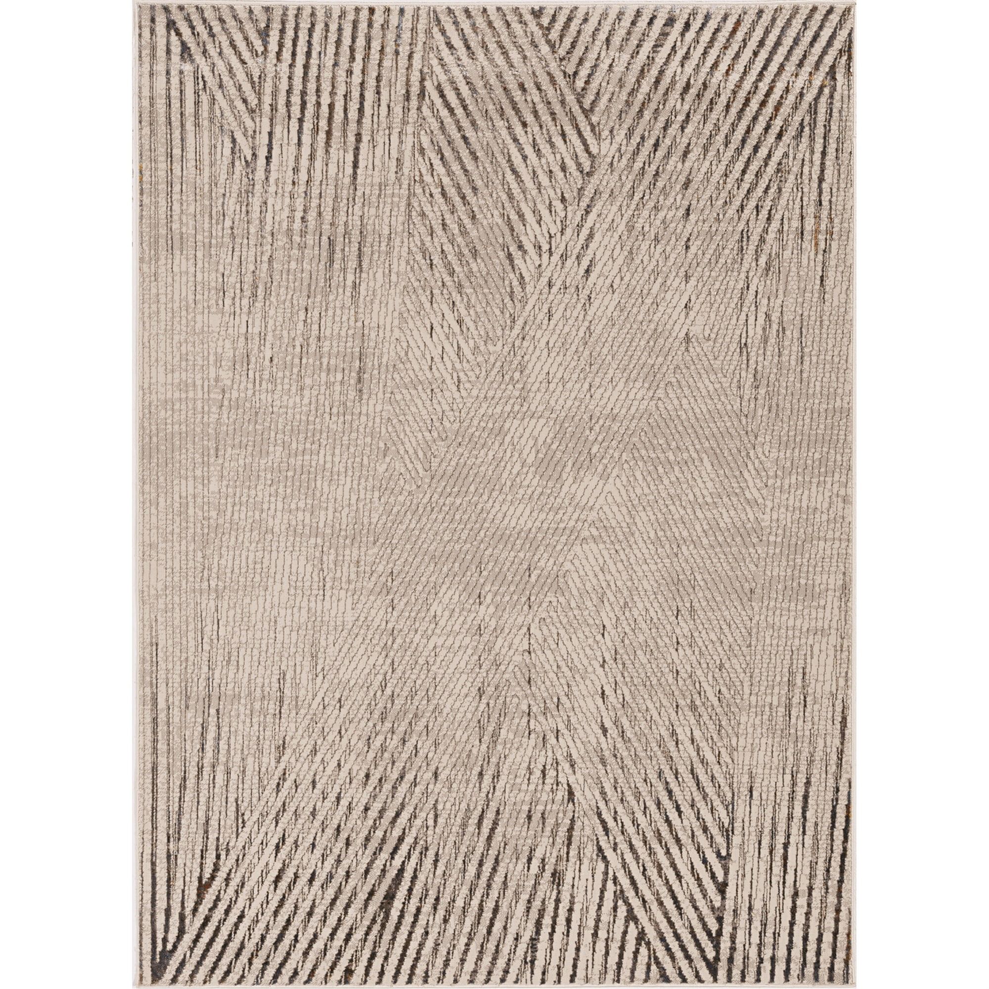 Large Gray and White Stain-Resistant Synthetic Area Rug