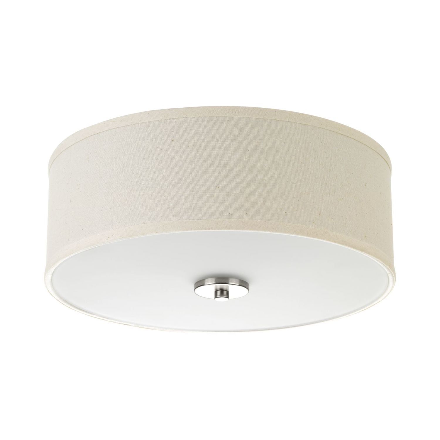 Brushed Nickel Drum Flush Mount Light with Glass Diffuser