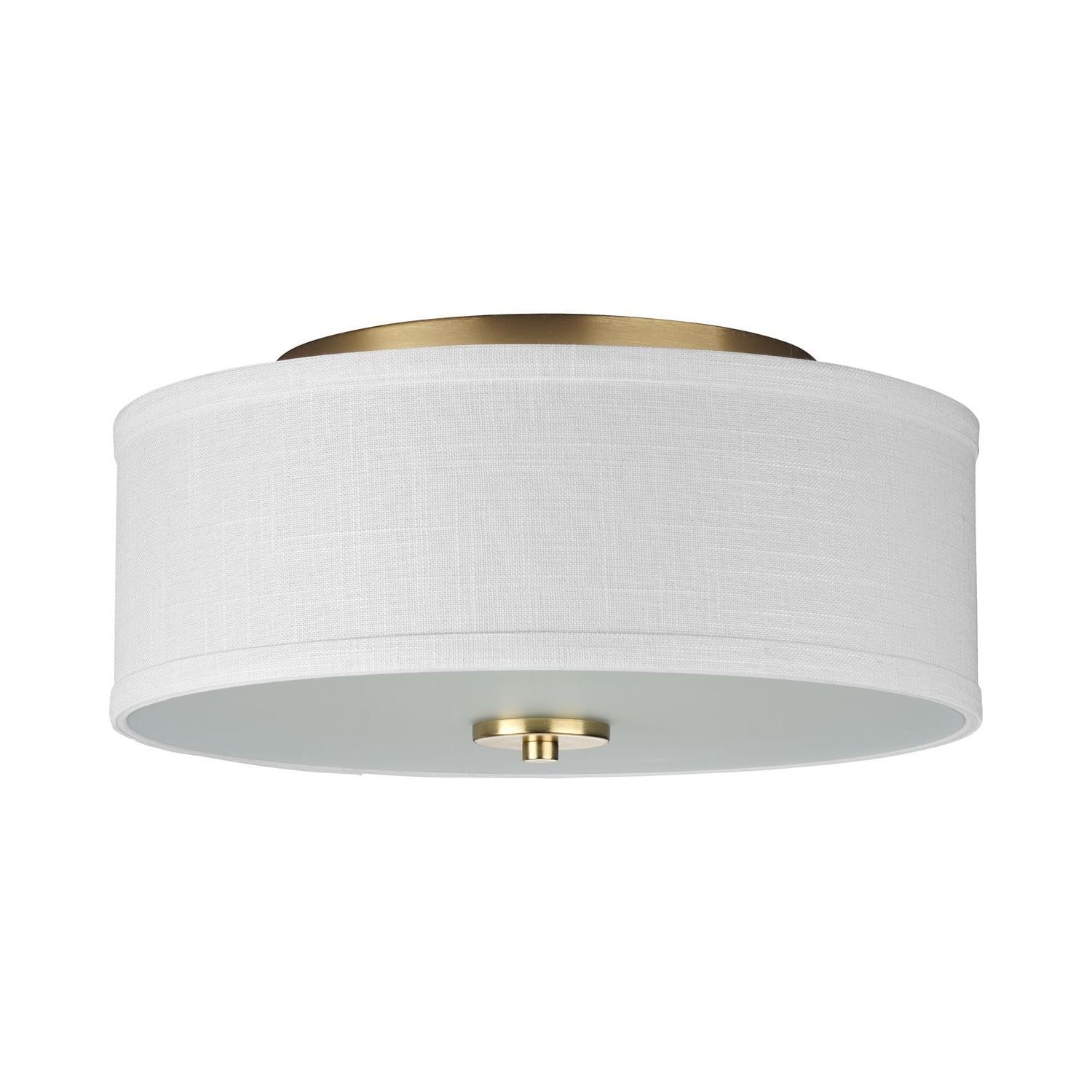 Satin Brass and White Drum Flush Mount Light