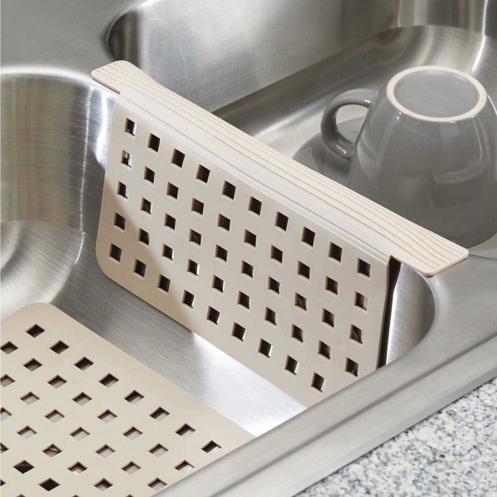 Taupe Plastic Sink Divider Mat with Grid Design