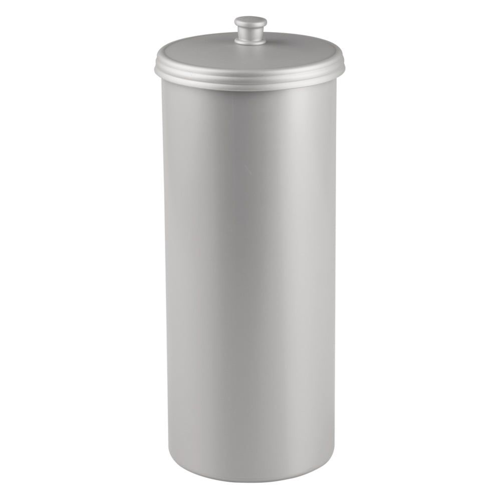 Silver Free Standing Plastic Toilet Paper Roll Holder Canister