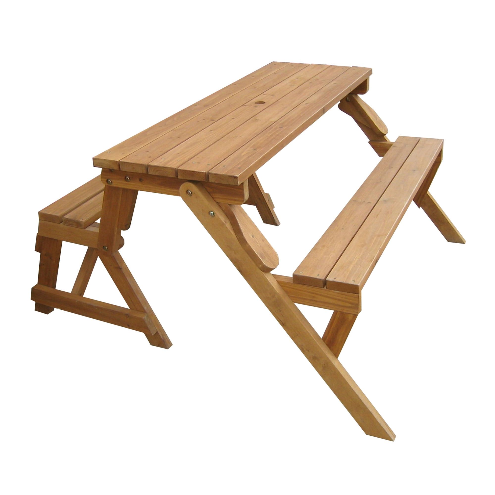 Convertible Natural Fir and Hardwood Picnic Table Bench