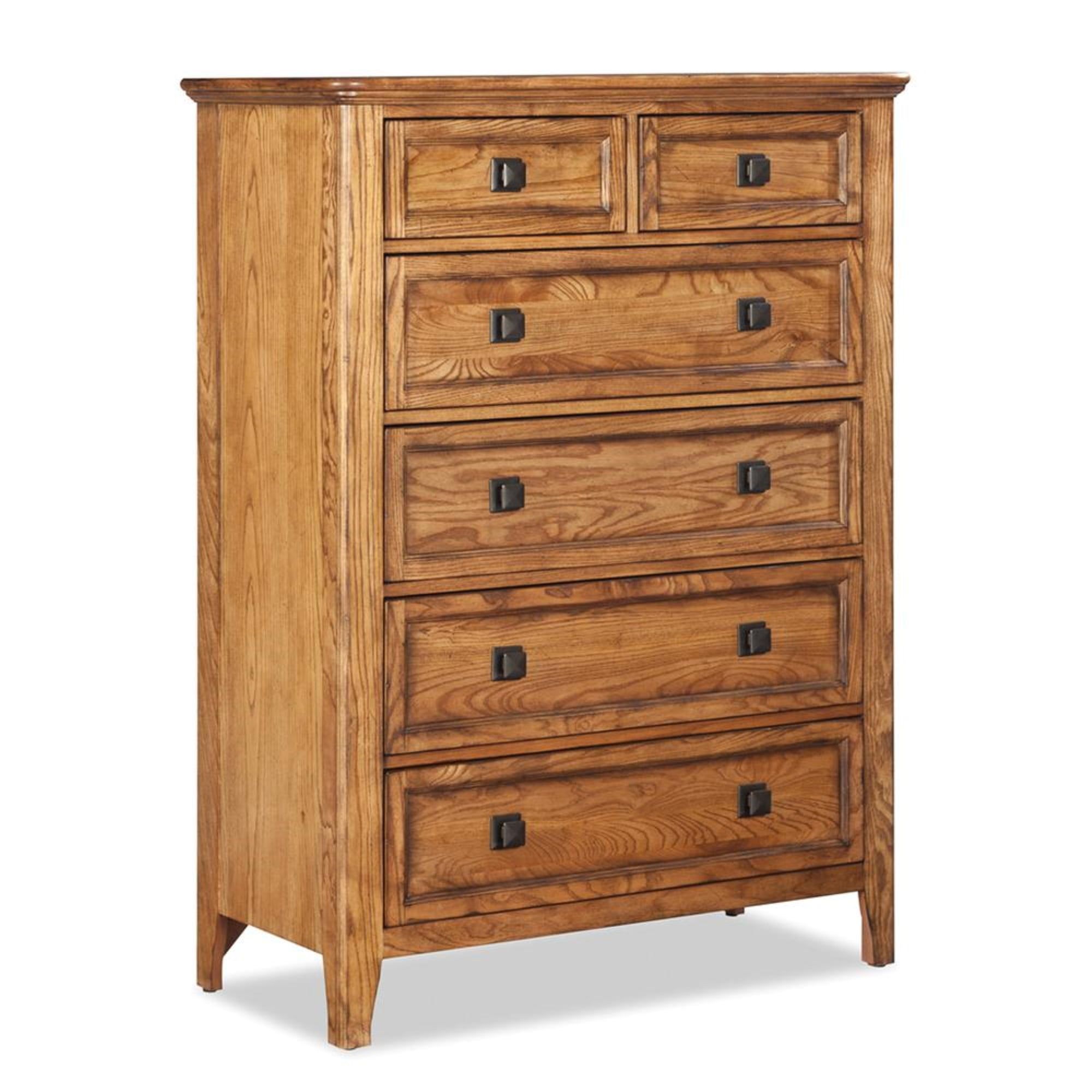 Brown Transitional 6-Drawer Wood Chest with Dovetail Drawers