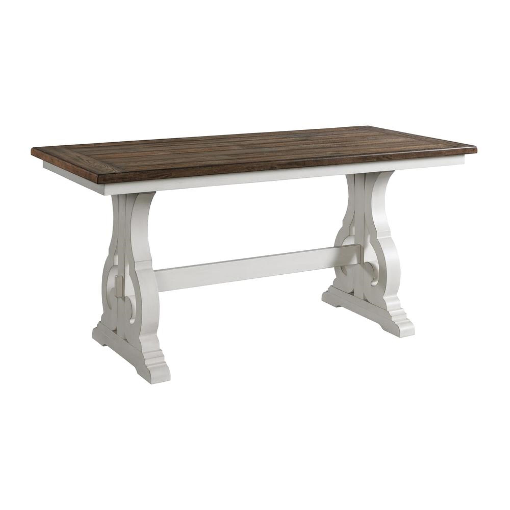 Rustic White and Oak Counter Height Extendable Table