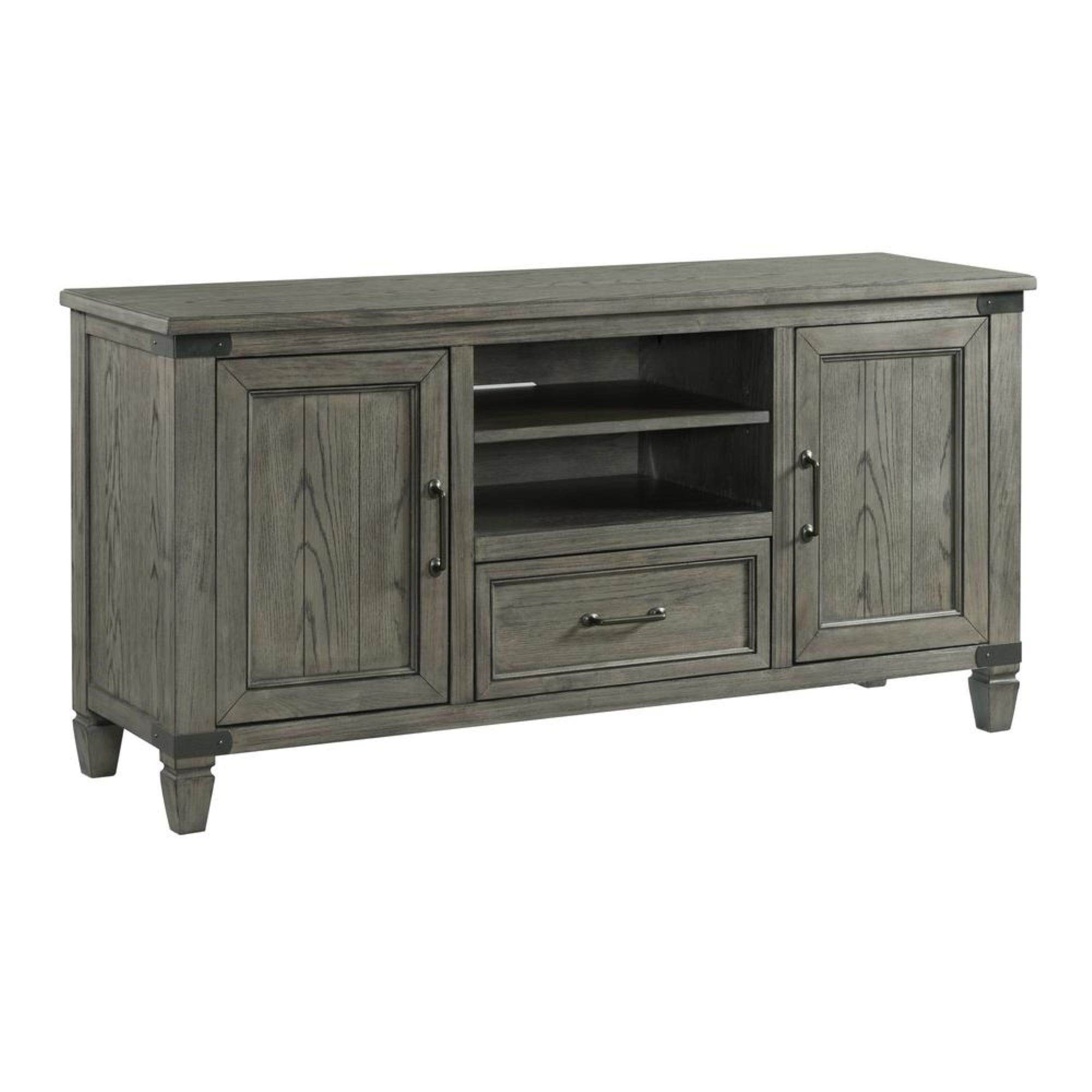 60" Black and Gray Oak Veneer Media Console with Cabinet