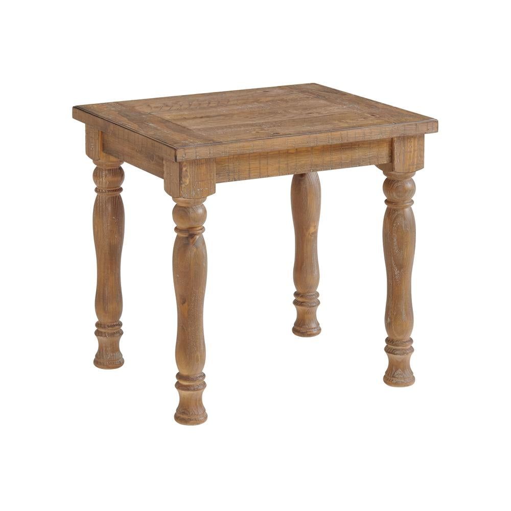 Highland Rustic Brown Pine Wood Turned Leg End Table