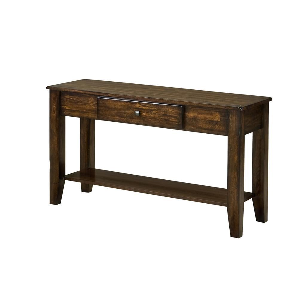 Kona 49" Brown Mango Wood Sofa Table with Shelf