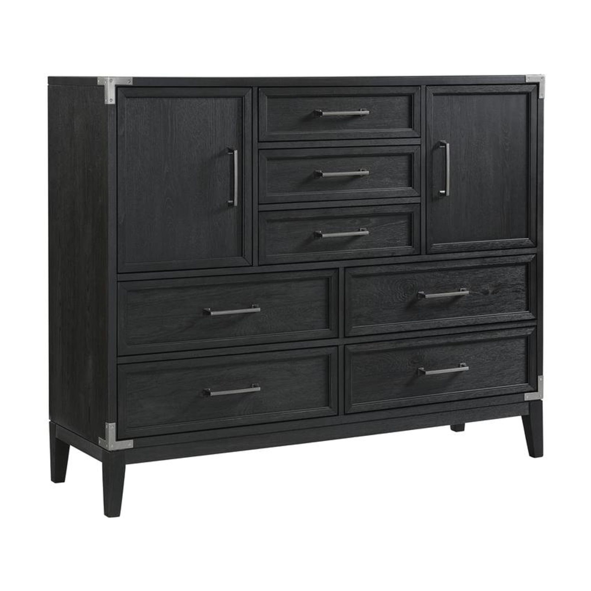 Laguna Weathered Steel 7-Drawer Dark Wood Master Chest