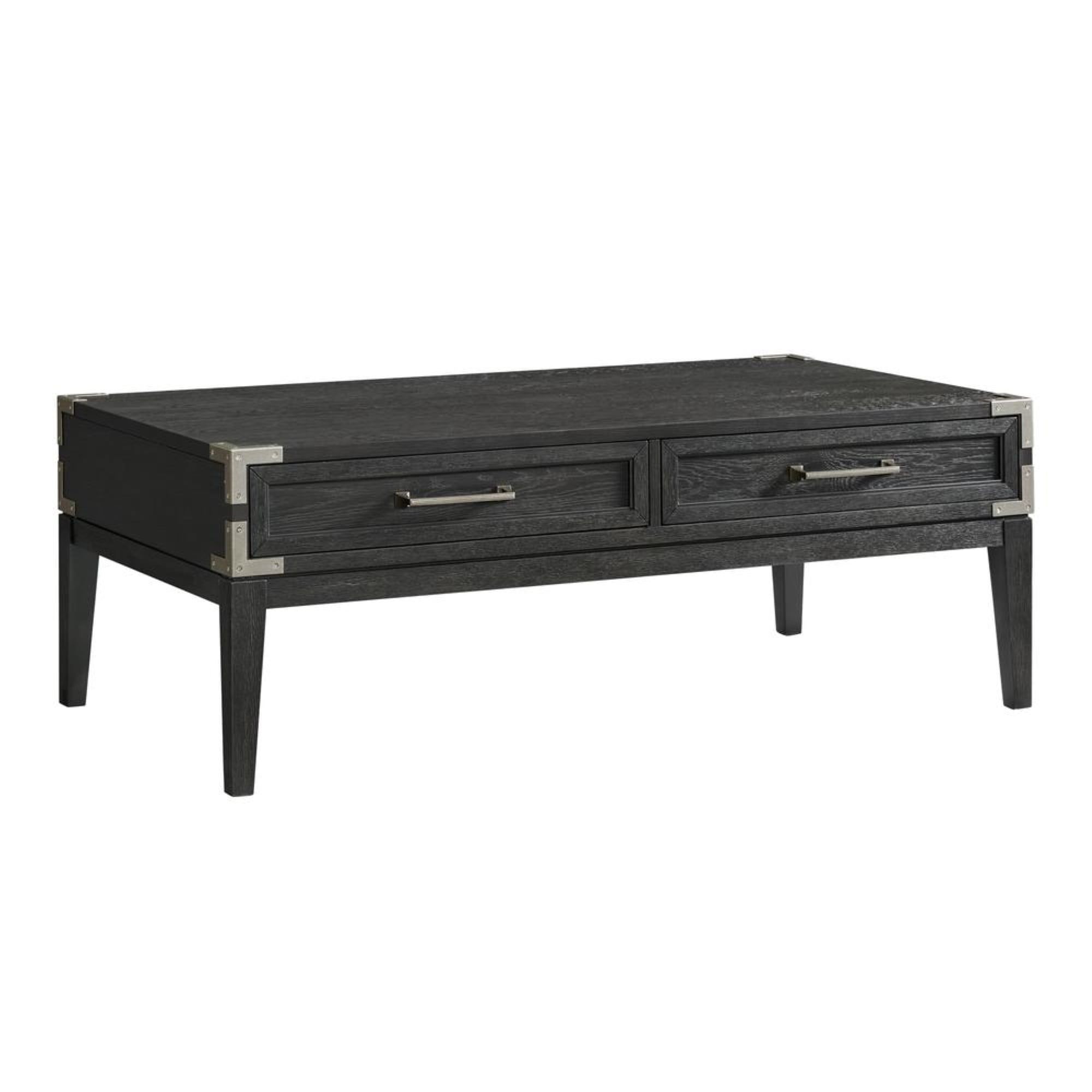 Laguna Black Oak Veneer and Metal Rectangular Coffee Table with Storage