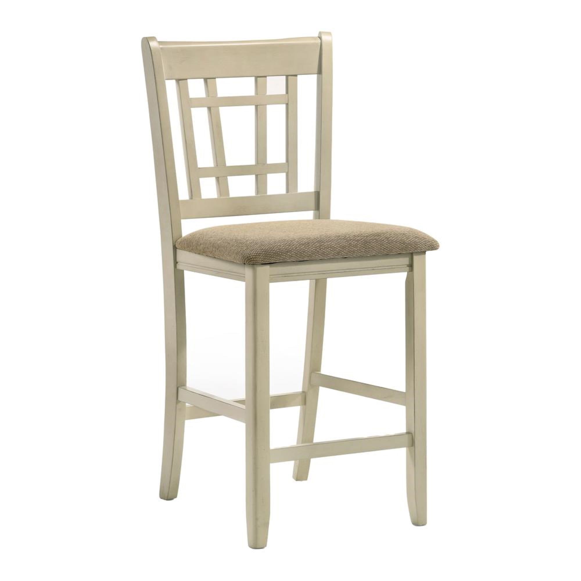 Rustic White Oak Lattice Back Counter Stool Set