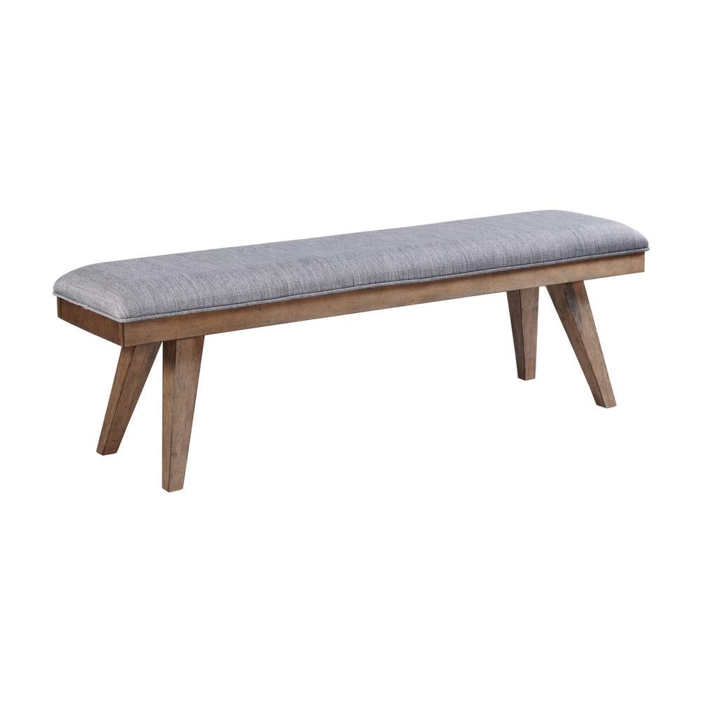 Oslo 63" Gray Upholstered Wood Bench with Cushion