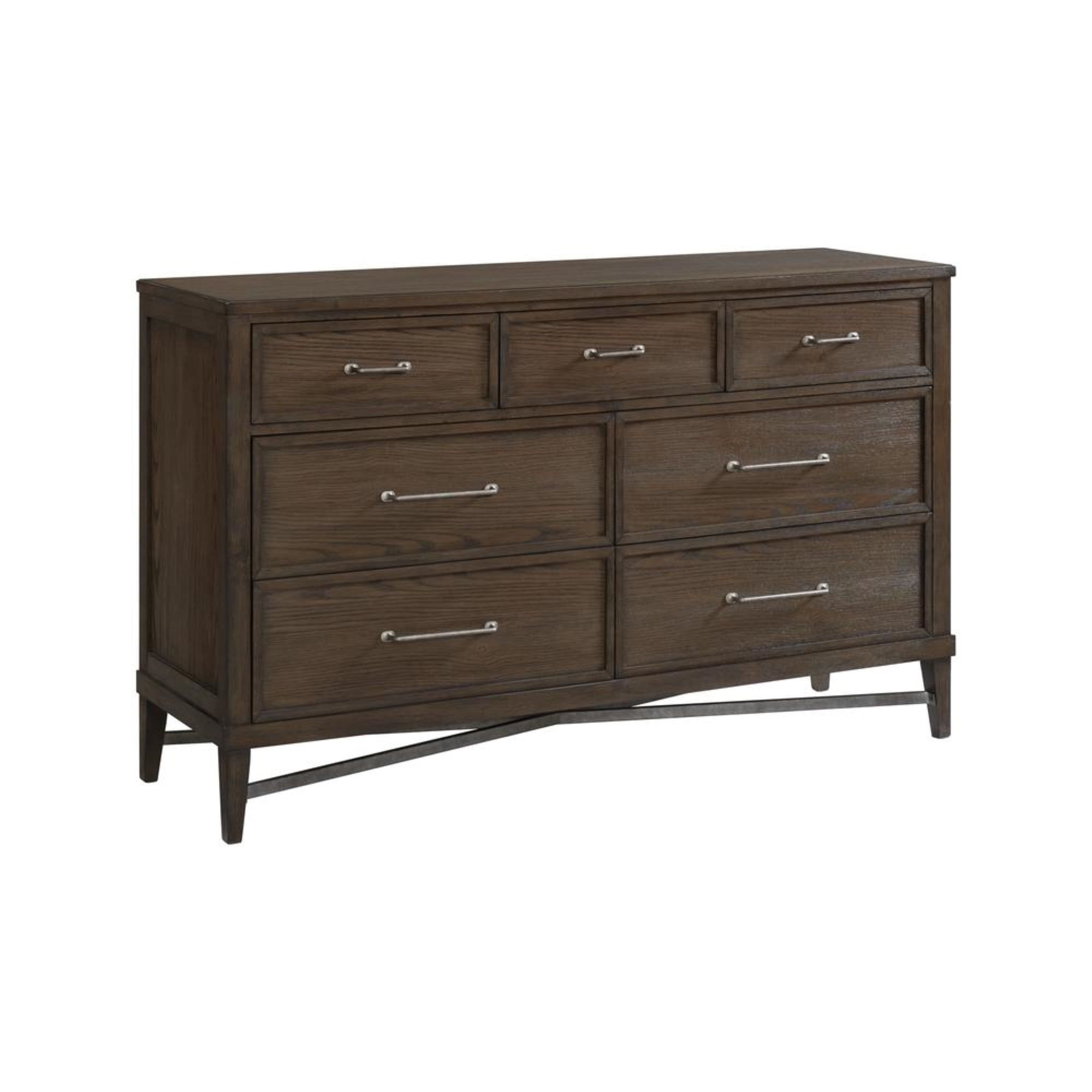 Weathered Vintage Oak 7-Drawer Transitional Dresser