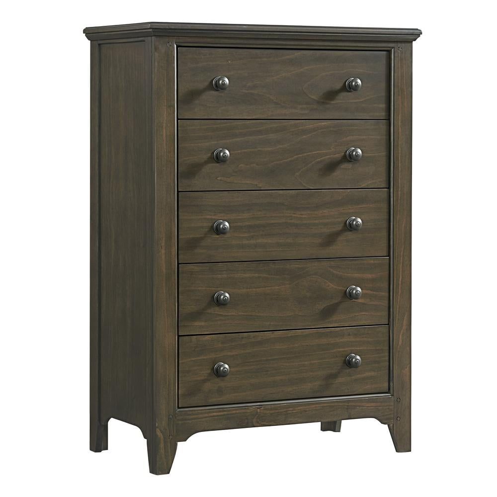 Gray Farmhouse 5-Drawer Wood Chest with Soft Close and Felt Lined Drawers