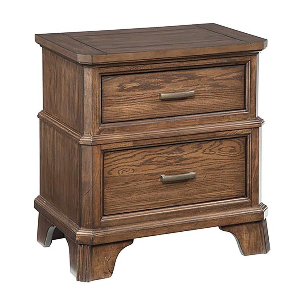 Vintage Oak 2-Drawer Transitional Nightstand