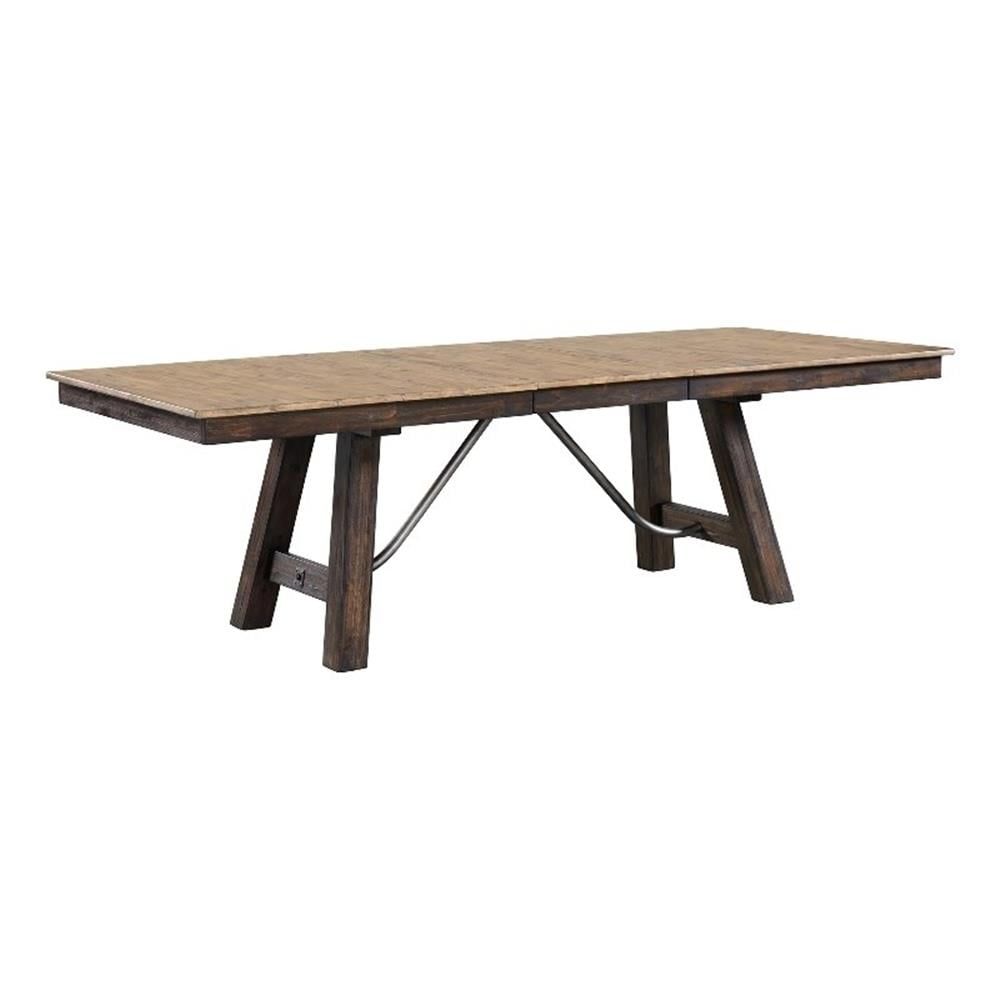 Driftwood and Sable Acacia Wood Extendable Trestle Dining Table