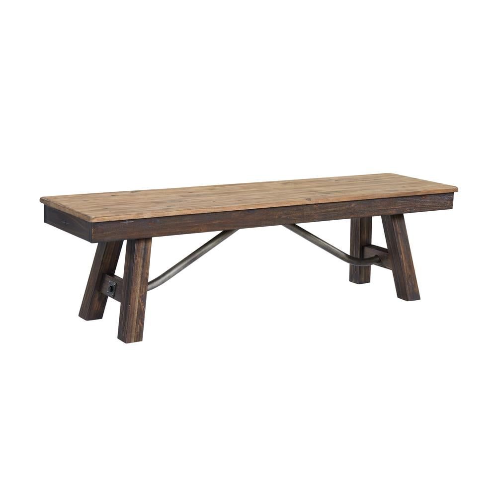 Transitions Driftwood and Sable 63" Rustic Acacia Wood Bench